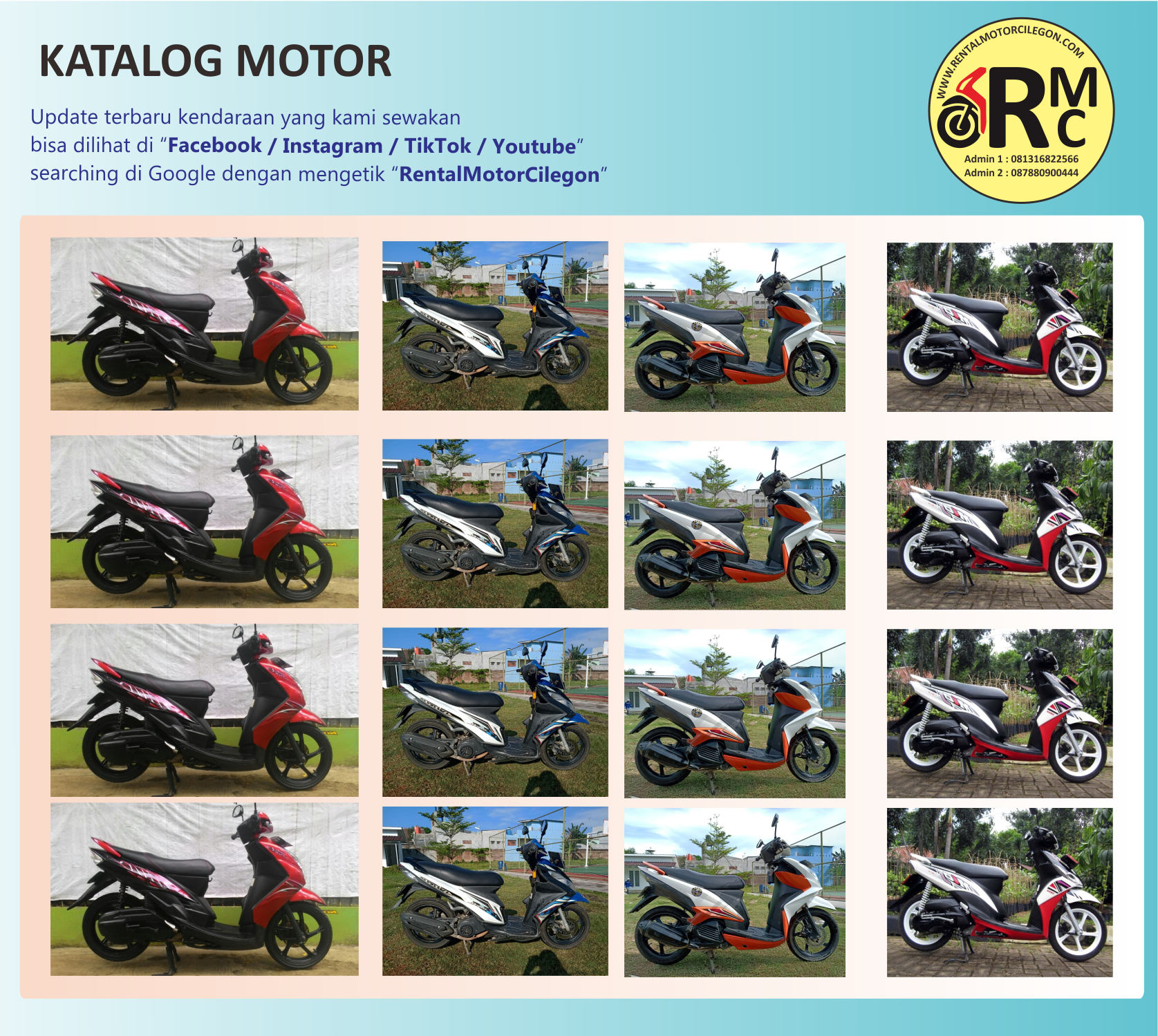 KATALOG SEWA MOTOR HARIAN CILEGON